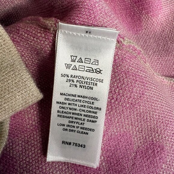 Rachel Zoe Sweater Womens Sz Large Pink Beige Floral Long Sleeve Retro Whimsical - Picture 6 of 7